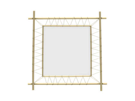 Isolated decorative golden frame over whiteの写真素材