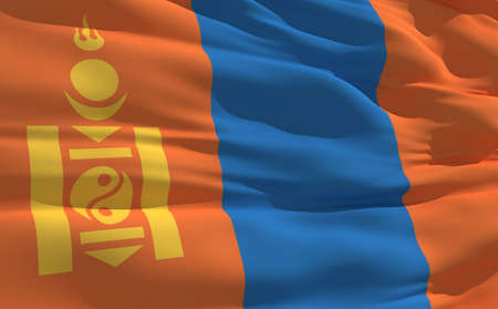 Fluttering flag of Mongolia on the windの写真素材