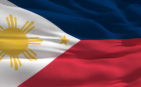 Fluttering flag of Philippines on the windの写真素材