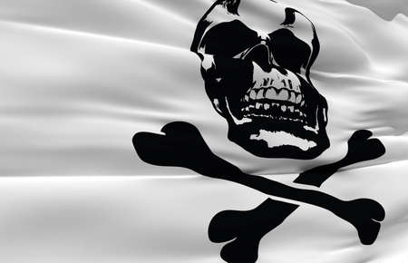 Pirate flag fluttering on the windの写真素材