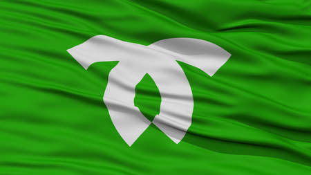 Closeup of Kobe Flag, Capital of Japan Prefecture, Waving in the Wind, High Resolutionの写真素材