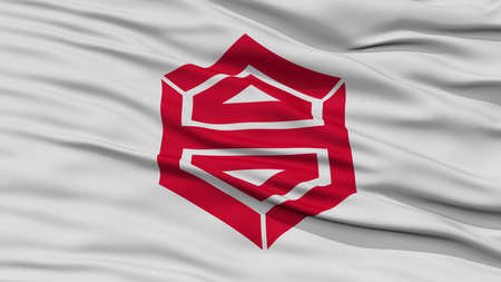 Closeup of Kochi Flag, Capital of Japan Prefecture, Waving in the Wind, High Resolutionの写真素材