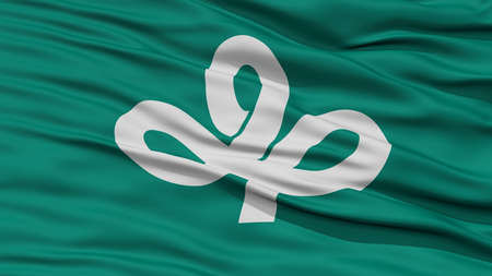 Closeup Miyagi Japan Prefecture Flag, Waving in the Wind, High Resolutionの写真素材