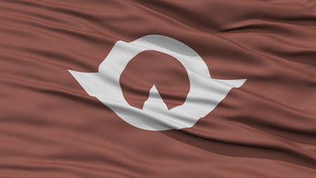 Closeup Yamaguchi Japan Prefecture Flag, Waving in the Wind, High Resolutionの写真素材