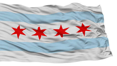 Isolated Chicago City Flag, City of Illinois State, Waving on White Background, High Resolutionの写真素材