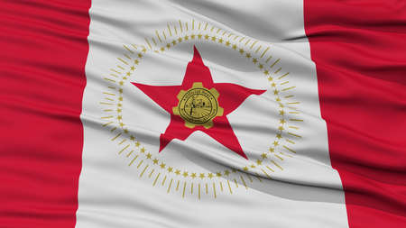 Closeup of Birmingham City Flag, Waving in the Wind, Alabama State, United States of Americaの写真素材