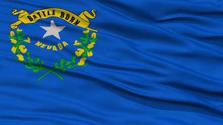 Closeup Nevada Flag on Flagpole, USA state, Waving in the Wind, High Resolutionの写真素材