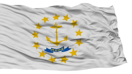 Isolated Rhode Island Flag, USA state, Waving on White Background, High Resolutionの写真素材