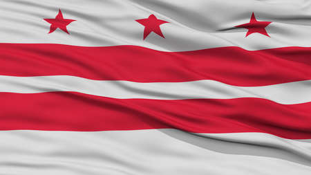 Closeup Washington DC Flag on Flagpole, USA state, Waving in the Wind, High Resolution