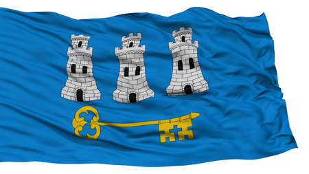 Isolated Havana City Flag, Capital City of Cuba, Waving on White Background, High Resolutionの写真素材