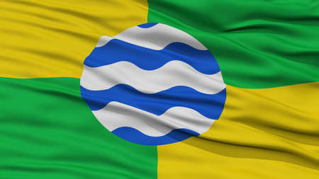 Closeup Nairobi City Flag, Capital City of Kenya, Waving in the Windの写真素材