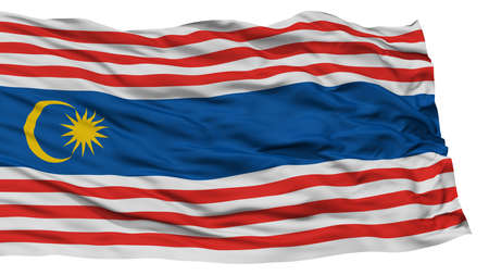 Isolated Kuala Lumpur City Flag, Capital City of Malaysia, Waving on White Background, High Resolutionの写真素材