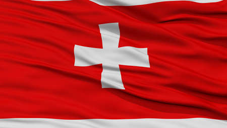 Closeup Cetinje City Flag, Capital City of Montenegro, Waving in the Windの写真素材