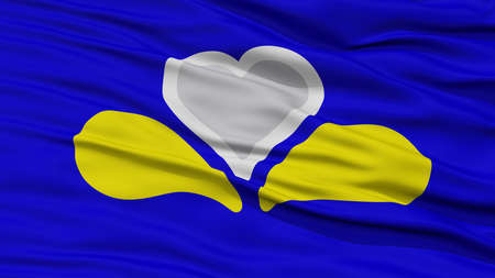 Closeup Bruxelles City Flag, Capital City of Belgium, Waving in the Windの写真素材