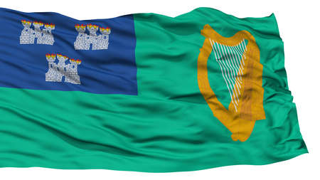 Isolated Dublin City Flag, Capital City of Ireland, Waving on White Background, High Resolutionの写真素材