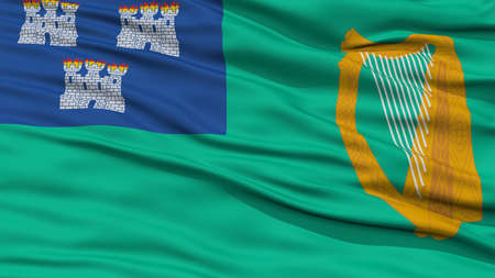 Closeup Dublin City Flag, Capital City of Ireland, Waving in the Windの写真素材