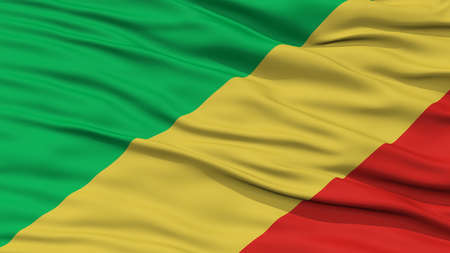 Closeup Congo BrazzavilleFlag, Waving in the Wind, High Resolutionの写真素材