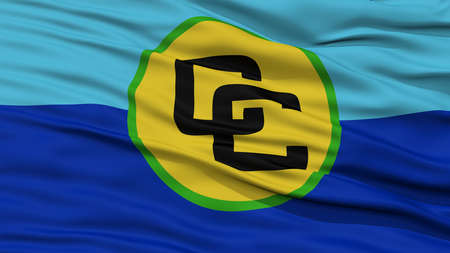 Closeup CARICOM Flag, Waving in the Wind, High Resolutionの写真素材