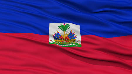 Closeup Haiti Flag, Waving in the Wind, High Resolutionの写真素材