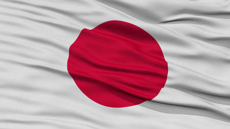 Closeup Japan Flag, Waving in the Wind, High Resolutionの写真素材