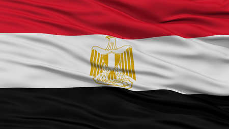 Closeup Egypt Flag, Waving in the Wind, High Resolutionの写真素材