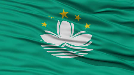 Closeup Macau Flag, Waving in the Wind, High Resolutionの写真素材