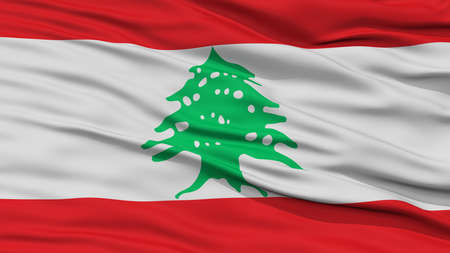 Closeup Lebanon Flag, Waving in the Wind, High Resolutionの写真素材