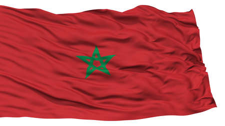 Isolated Morocco Flag, Waving on White Background, High Resolutionの写真素材