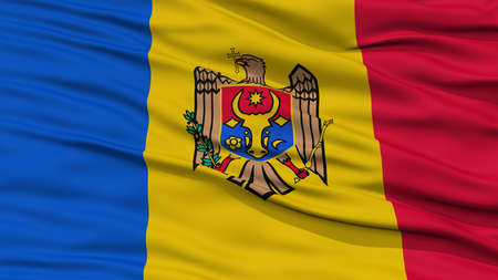 Closeup Moldova Flag, Waving in the Wind, High Resolutionの写真素材