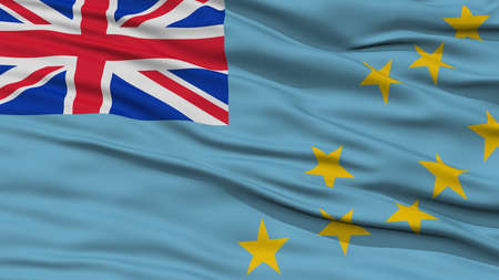 Closeup Tuvalu Flag, Waving in the Wind, High Resolutionの写真素材