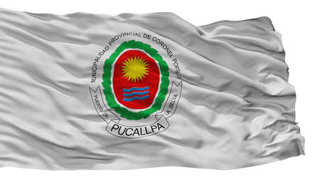 Coronel Portillo City Flag, Country Peru, Isolated On White Backgroundの写真素材