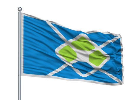 Lp City Flag On Flagpole, Country Argentina, Isolated On White Backgroundの写真素材