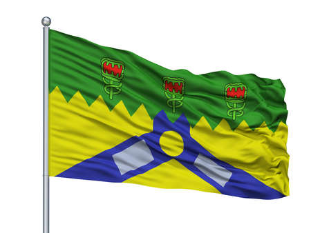 Launceston City Flag On Flagpole, Country Australia, Isolated On White Backgroundの写真素材