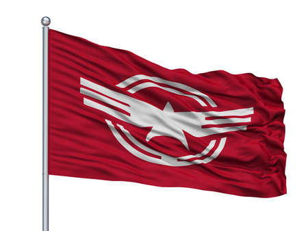Ena City Flag On Flagpole, Country Japan, Gifu Prefecture, Isolated On White Background