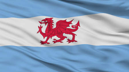 Welsh Colony City Flag, Country Argentina, Patagonia, Closeup View