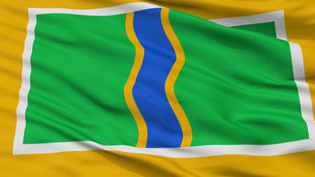 Andorra La Vella City Flag, Country Andorra, Closeup Viewの写真素材