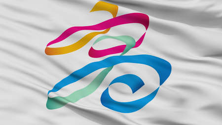 Kaohsiung City Flag, Country China, Closeup Viewの写真素材