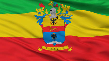 Villeta City Flag, Country Colombia, Closeup Viewの写真素材