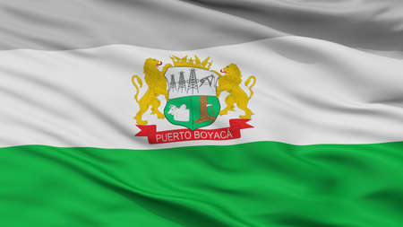 Puerto Boyaca City Flag, Country Colombia, Boyaca Department, Closeup Viewの写真素材