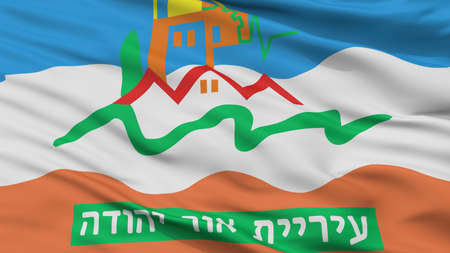 Or Yehuda City Flag, Country Israel, Closeup Viewの写真素材