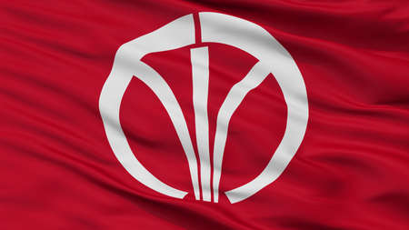 Iizuka City Flag, Country Japan, Fukuoka Prefecture, Closeup Viewの写真素材