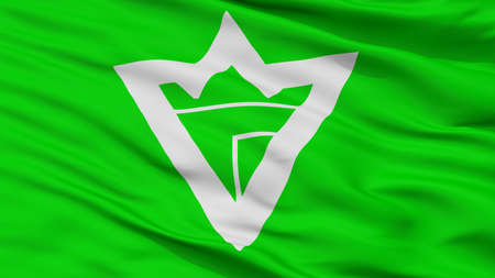 Iwanuma City Flag, Country Japan, Miyagi Prefecture, Closeup Viewの写真素材