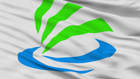 Kaizu City Flag, Country Japan, Chapter Prefecture, Closeup Viewの写真素材