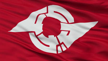 Kamagaya City Flag, Country Japan, Chiba Prefecture, Closeup Viewの写真素材