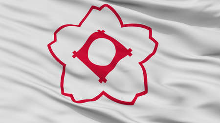 Kasugai City Flag, Country Japan, Aichi Prefecture, Closeup Viewの写真素材