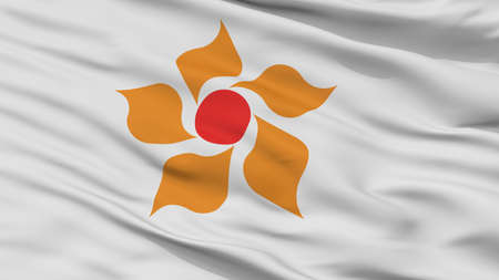 Nikko City Flag, Country Japan, Tochigi Prefecture, Closeup Viewの写真素材