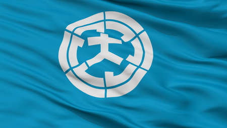 Omura City Flag, Country Japan, Nagasaki Prefecture, Closeup Viewの写真素材