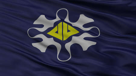 Rumoi City Flag, Country Japan, Hokkaido Prefecture, Closeup Viewの写真素材