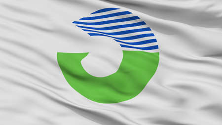 Tahara City Flag, Country Japan, Aichi Prefecture, Closeup Viewの写真素材