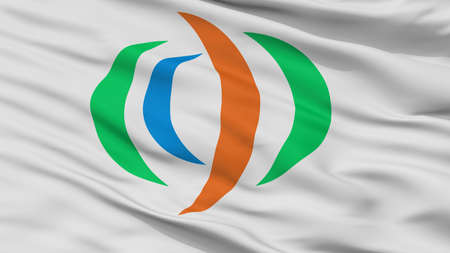 Yuzawa City Flag, Country Japan, Akita Prefecture, Closeup Viewの写真素材